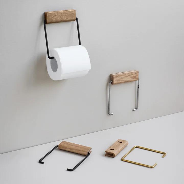 Moebe - Toilettenpapierhalter, Eiche geölt / Messing