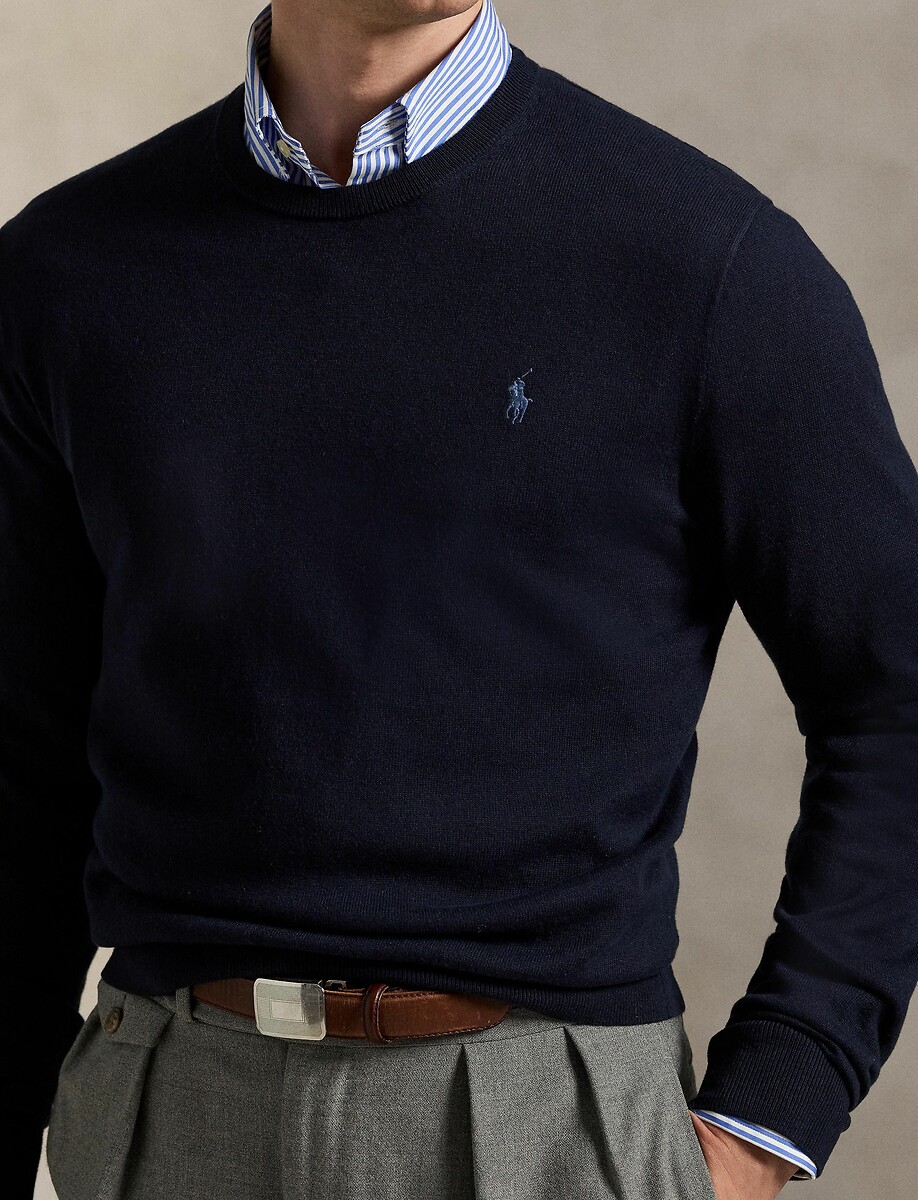 POLO RALPH LAUREN<br>Suéter de mistura de algodão com gola redonda