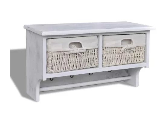 Porte-manteau Blanc 60x23,5x33 Bois de Paulownia