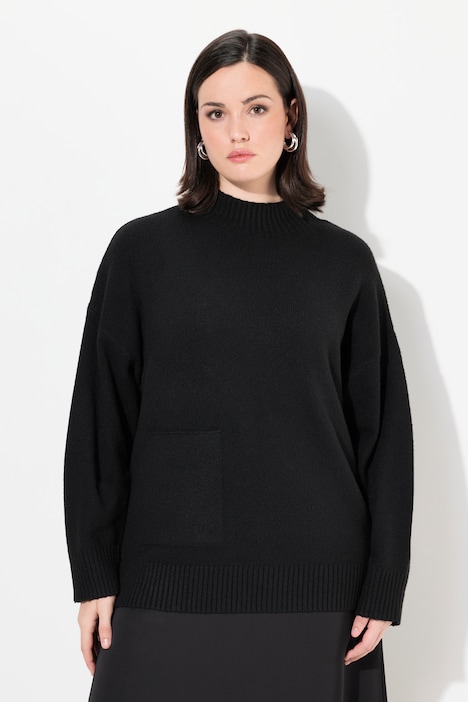 Pullover, Oversized, Stehkragen, Langarm, Tasche