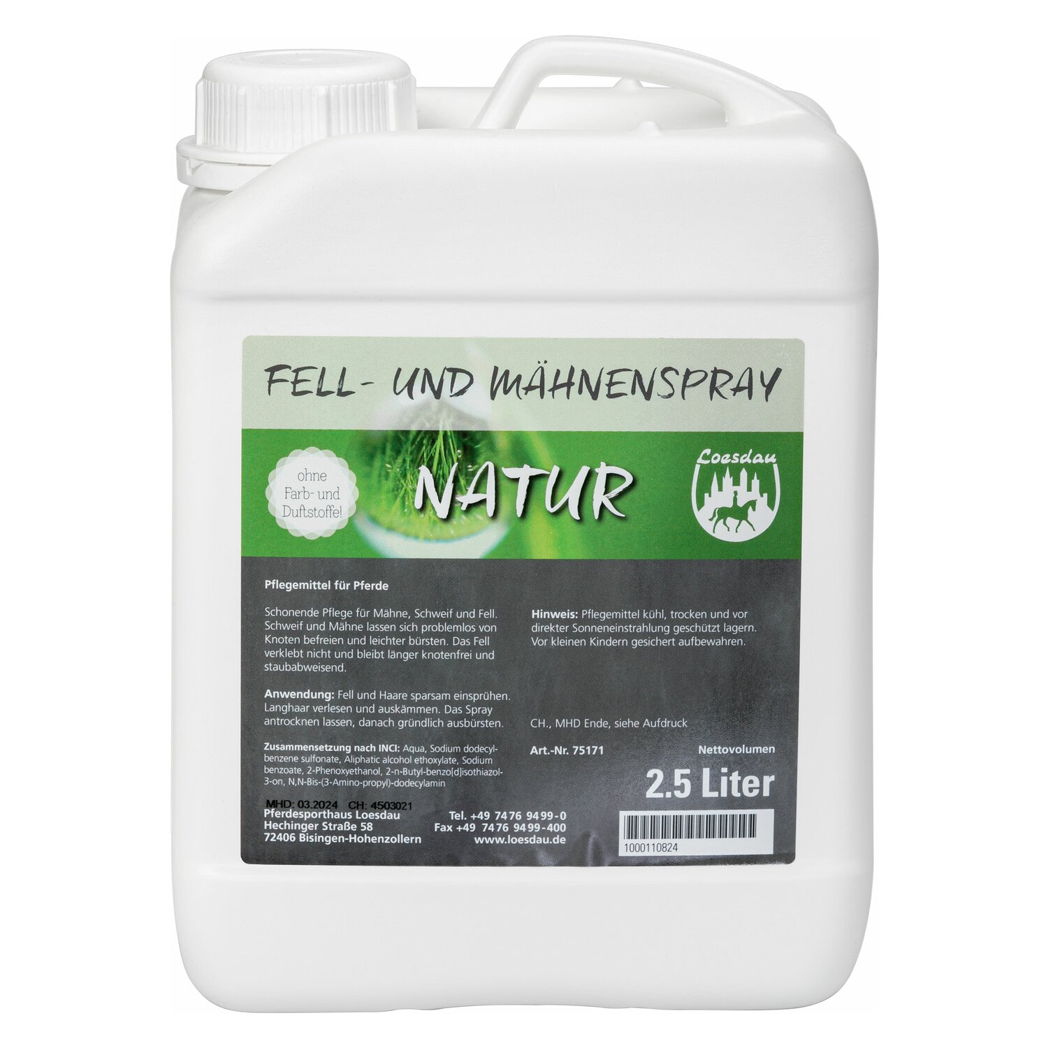 Loesdau Mähnenspray Naturell  - 2.5 Liter