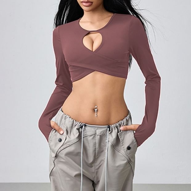 CUCURBIT - Sport-T-shirt met lange mouwen, ronde hals en effen uitsnijding