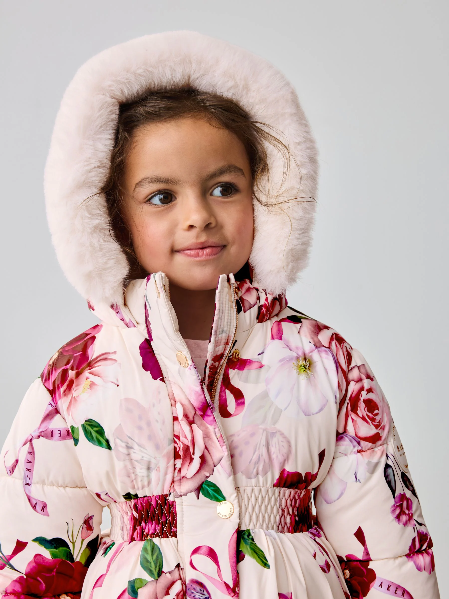 Roze - Baker by Ted Baker - Regenbestendige gewatteerde jas met bubbelzoom