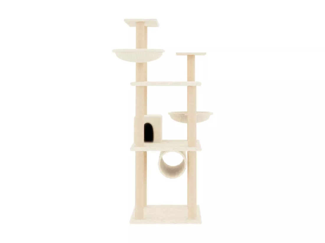 Arbre à chat avec griffoirs en sisal crème 141 cm
