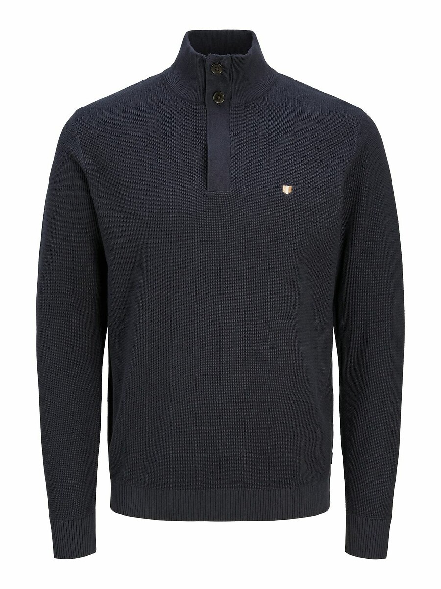 JACK & JONES<br>Suéter com gola marinheiro, meio zíper e botões