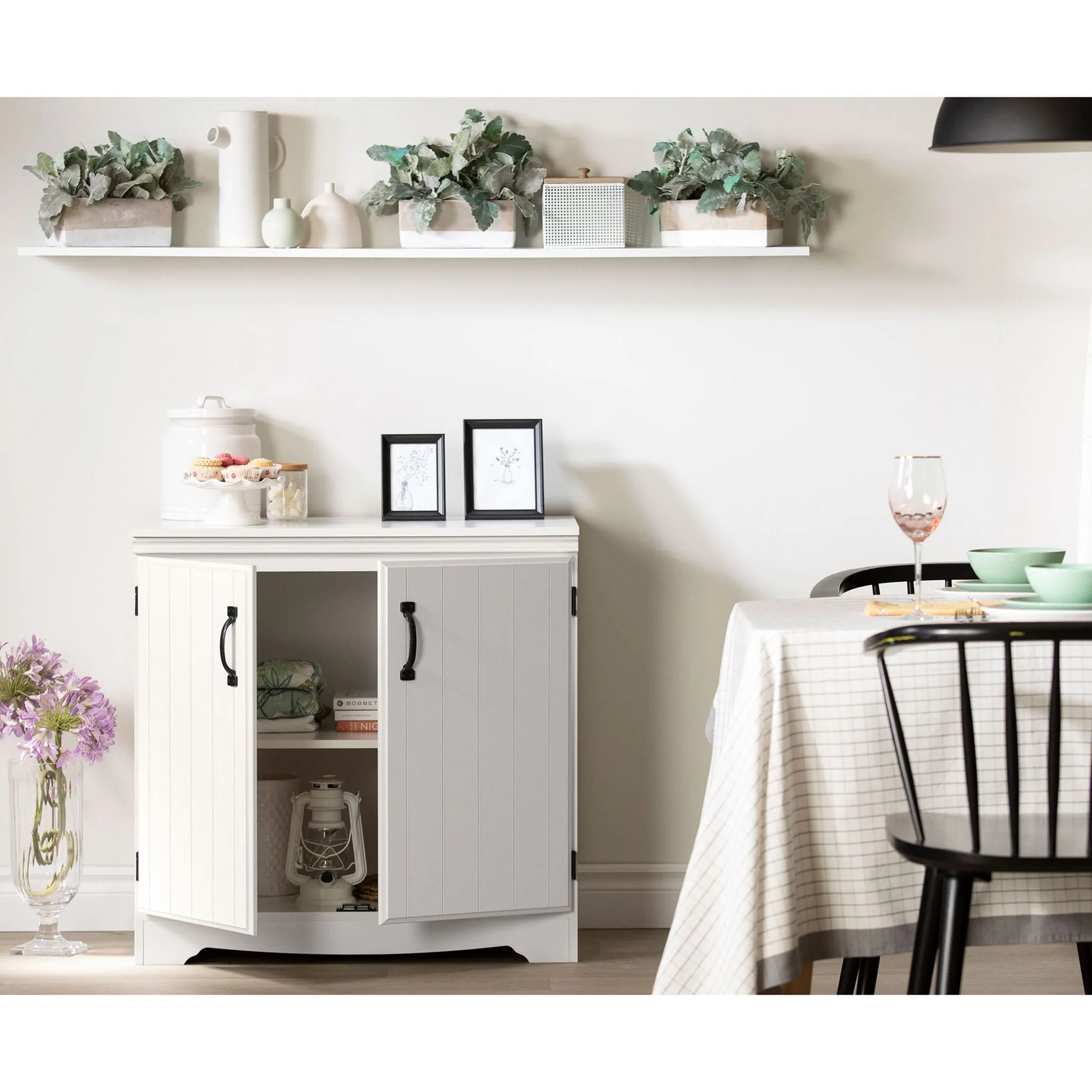 South Shore Armoire de Rangement avec 2 Portes - Farnel Blanc Solide