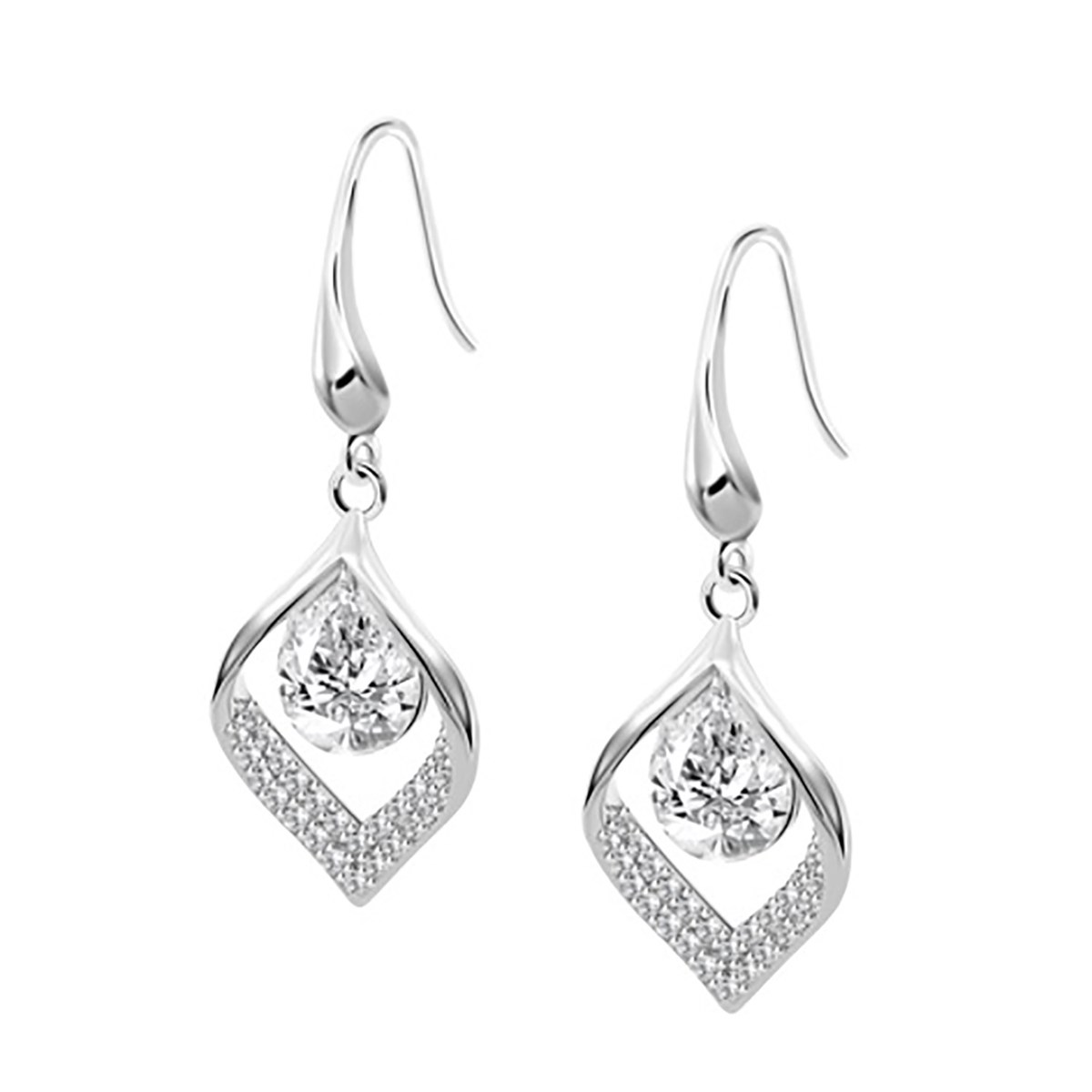 Boucles d'oreilles Lotus Silver goutte argentoxyde de zirconium