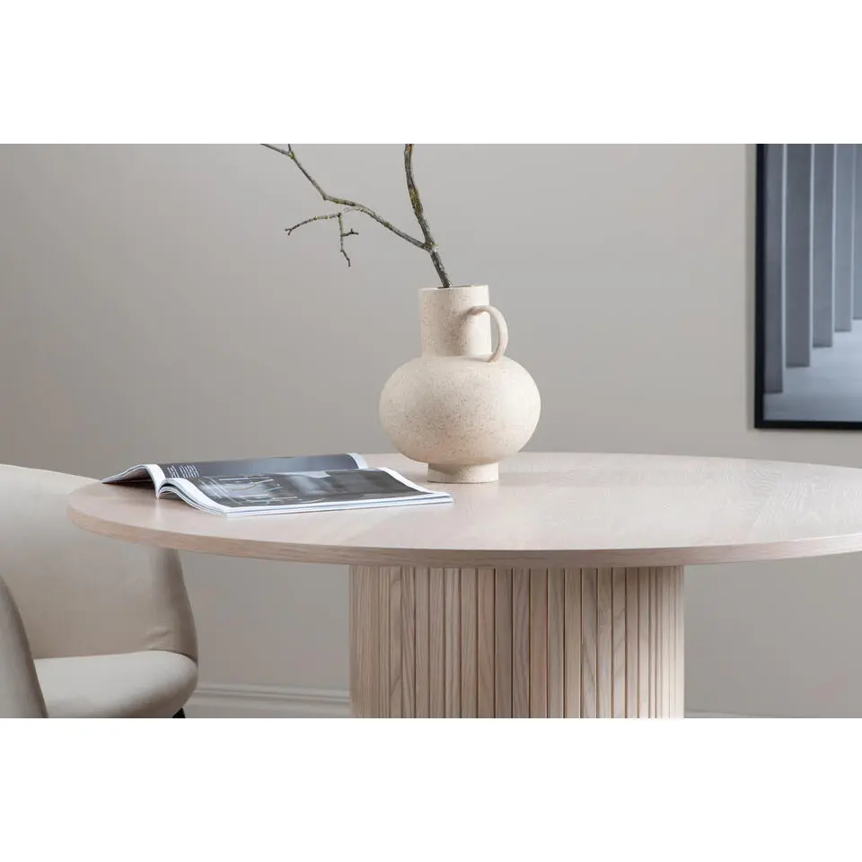 Eettafel Rond Beige 110cm - Fineer - Scandinavisch