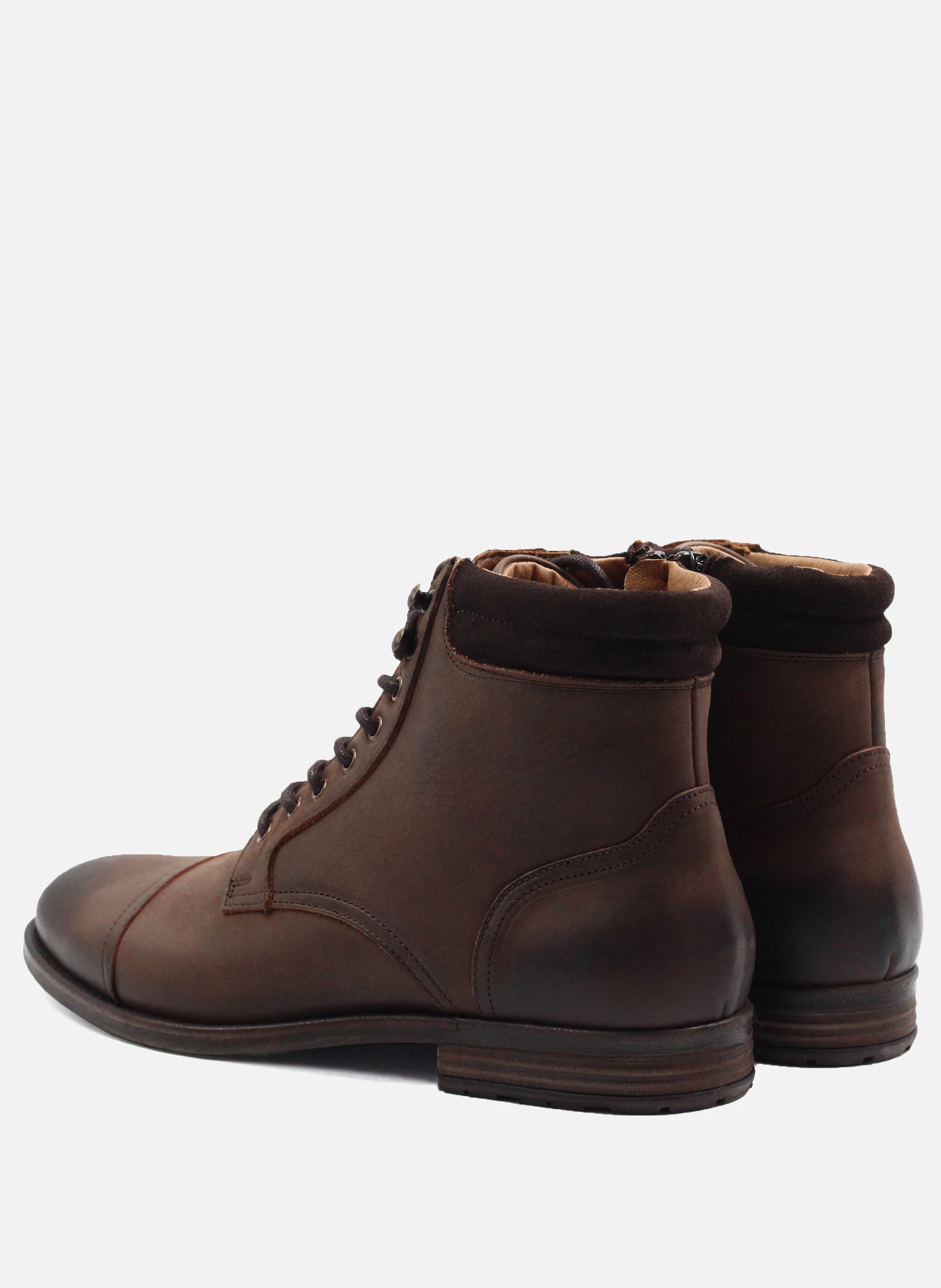 Ranger boots à col cuir | Marron