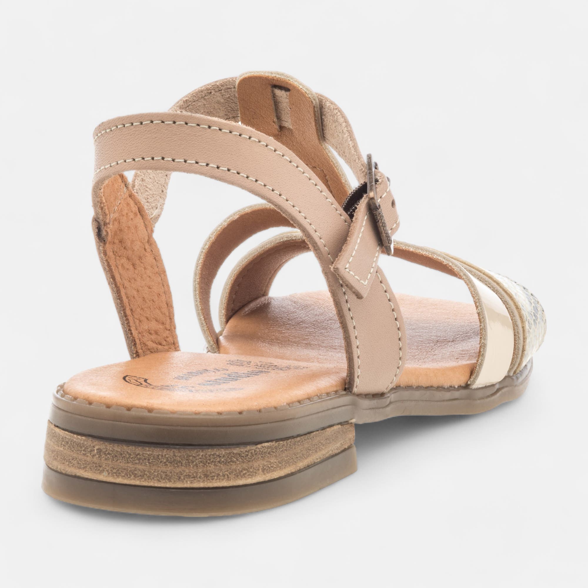 Nu-pieds Femme en cuir beige