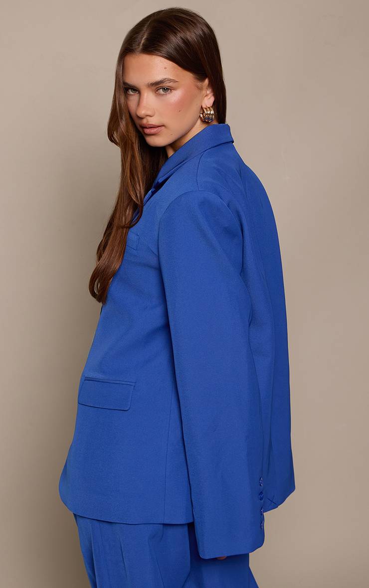 Bleu Cobalt Blazer Dad Oversize Ajusté En Tissu Tissé Coordonné