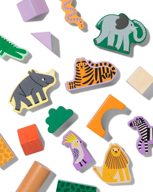 jeu de blocs en bois avec animaux 55 pièces