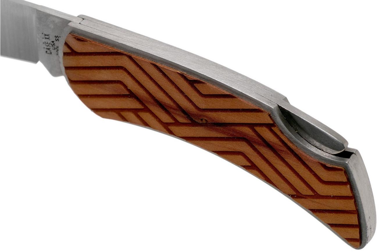 Case x Woodchuck Executive Lockback Brushed Stainless, Lines, 64322, M1300L SS zakmes