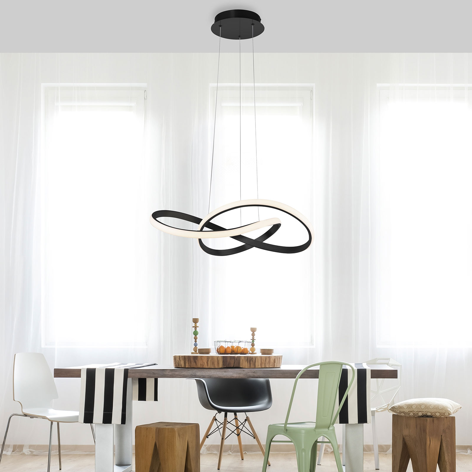 LED-Pendelleuchte - schwarz - 120 cm