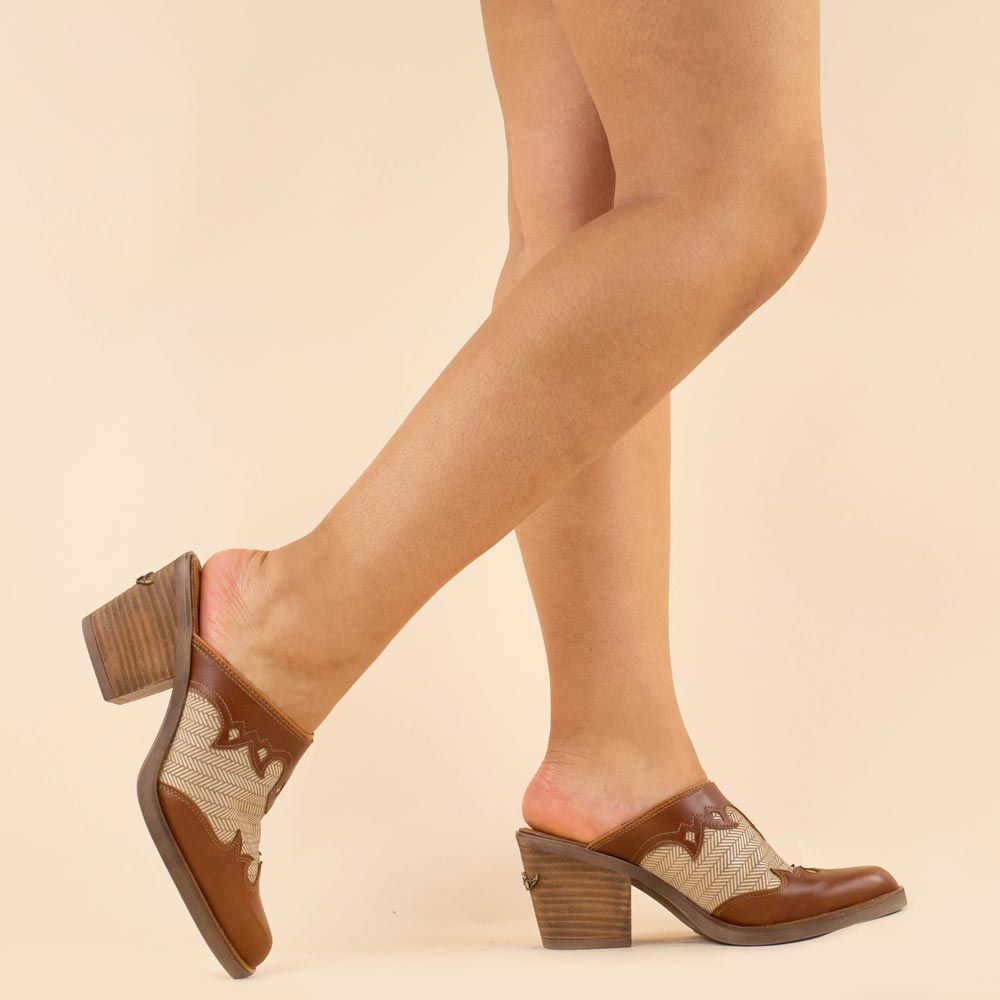 Nemonic boho klompjes 2379 cognac