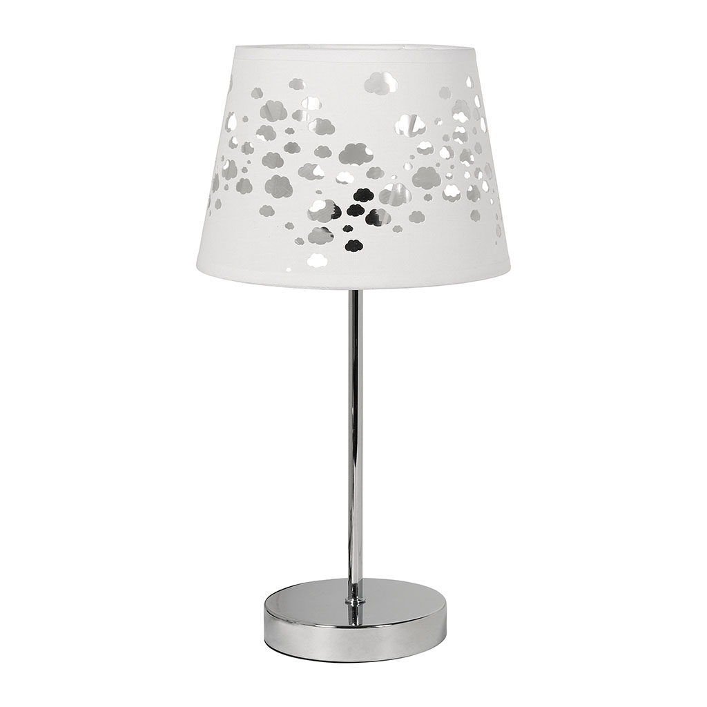 Lampe à poser pied argenté abat-jour nuage blanc H 40cm