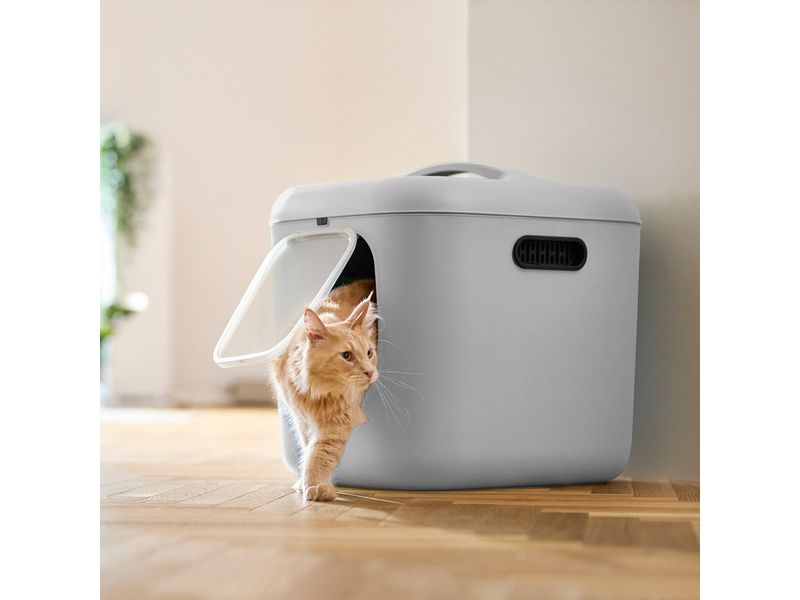 Rotho Katzentoilette Bea XL Hellgrau Katzentoilette mit Deckel