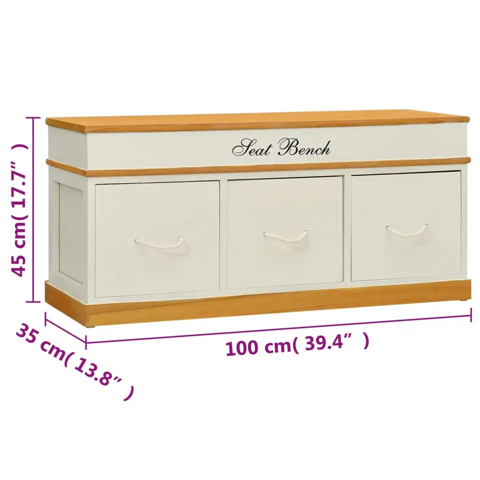 vidaXL - Opbergbank - Wit - Hout