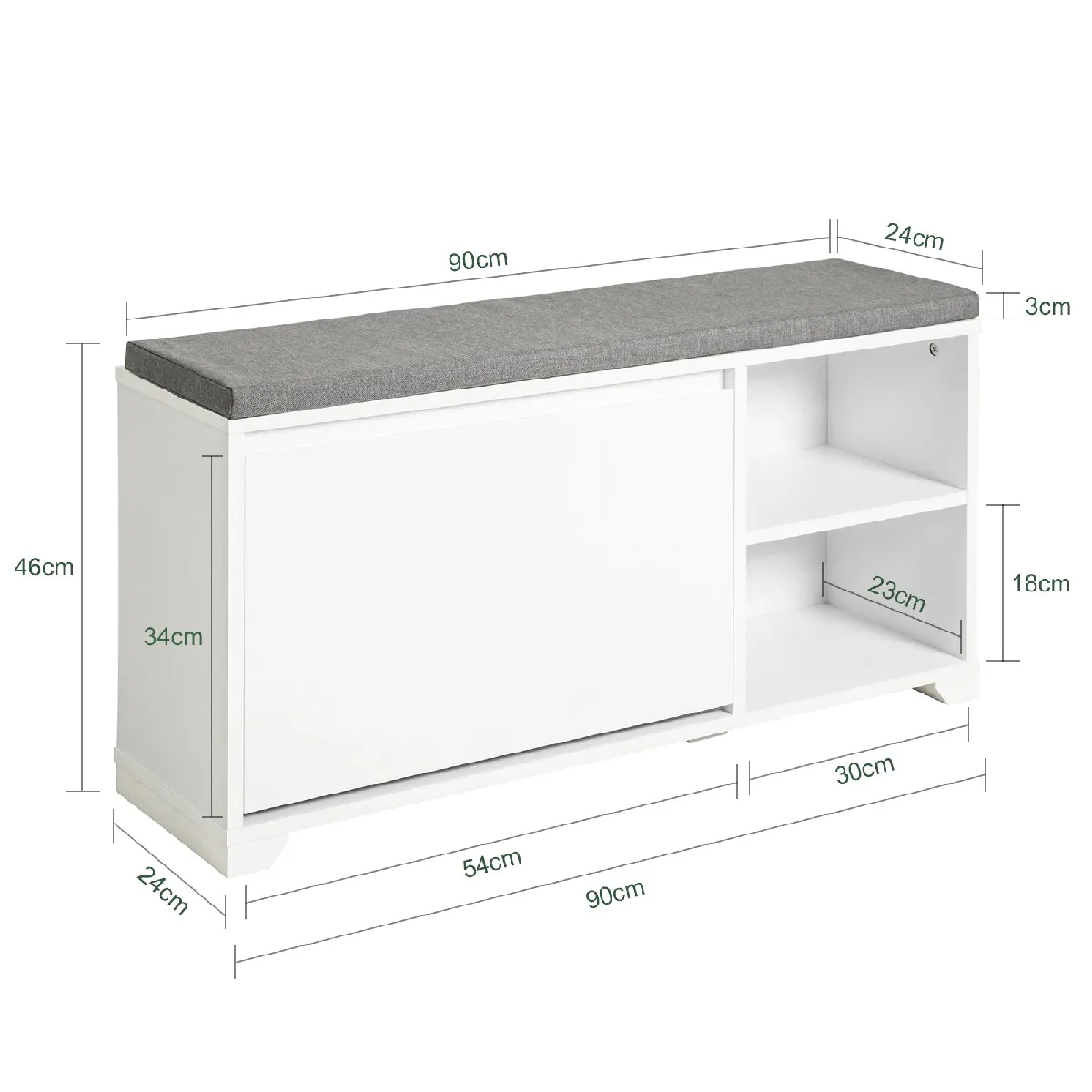 SoBuy FSR119-W Banc à Chaussures - Blanc