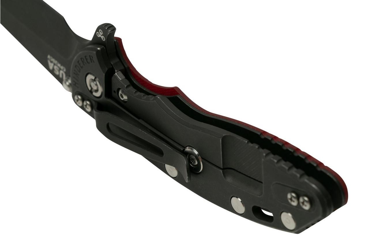 Rick Hinderer XM-18 3.5” Skinny Harpoon Spanto, Battle Black, Red G10, zakmes