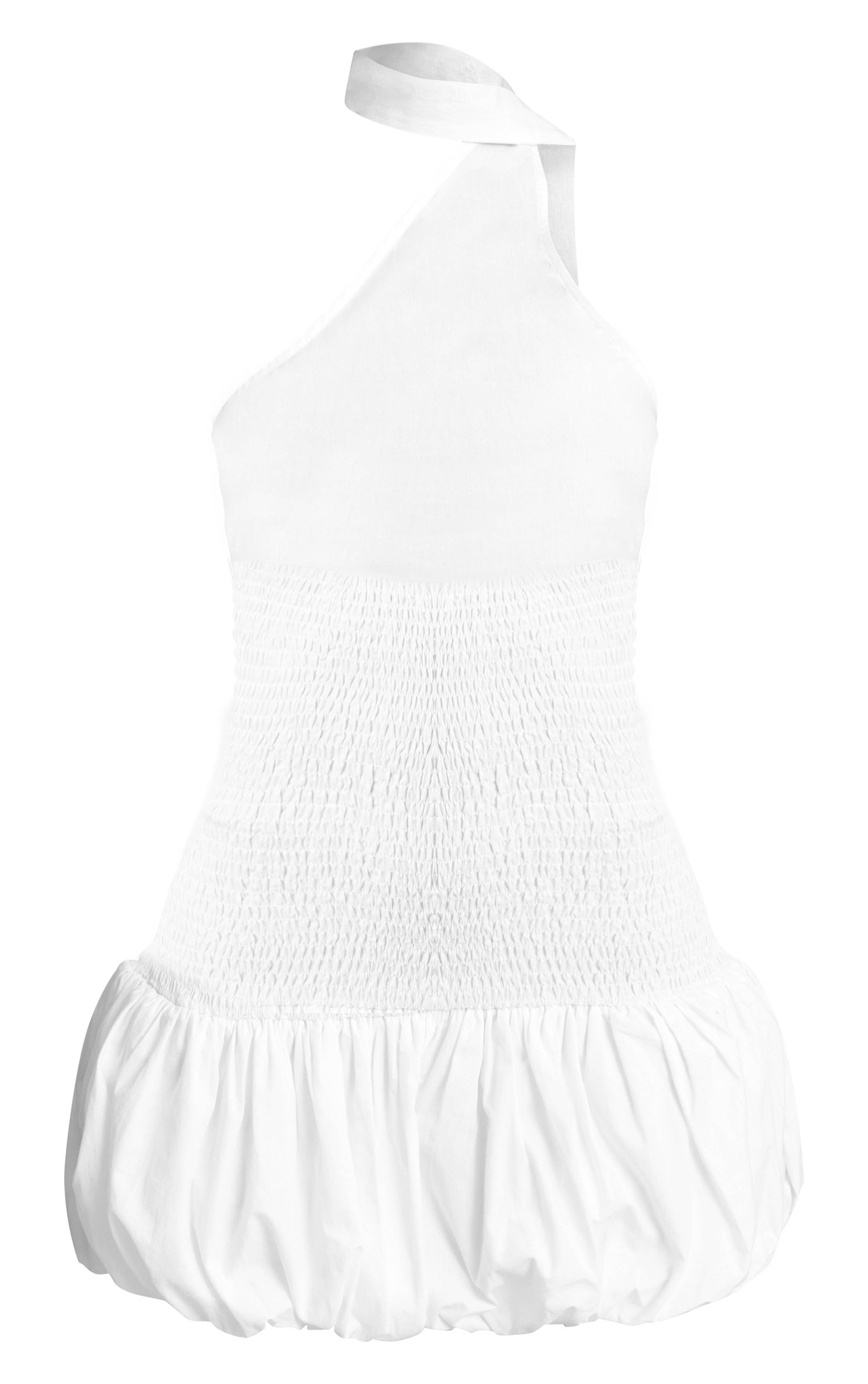 Blanc Robe Mini Bouffante Froncée