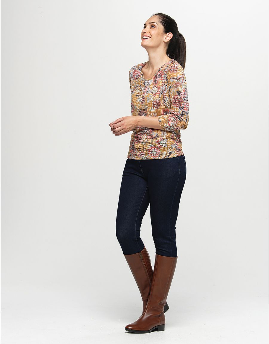 T-shirt ocre floral