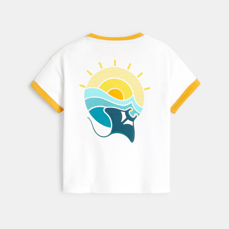 T-shirt tortues et raie manta blanc bébé garçon Blanc