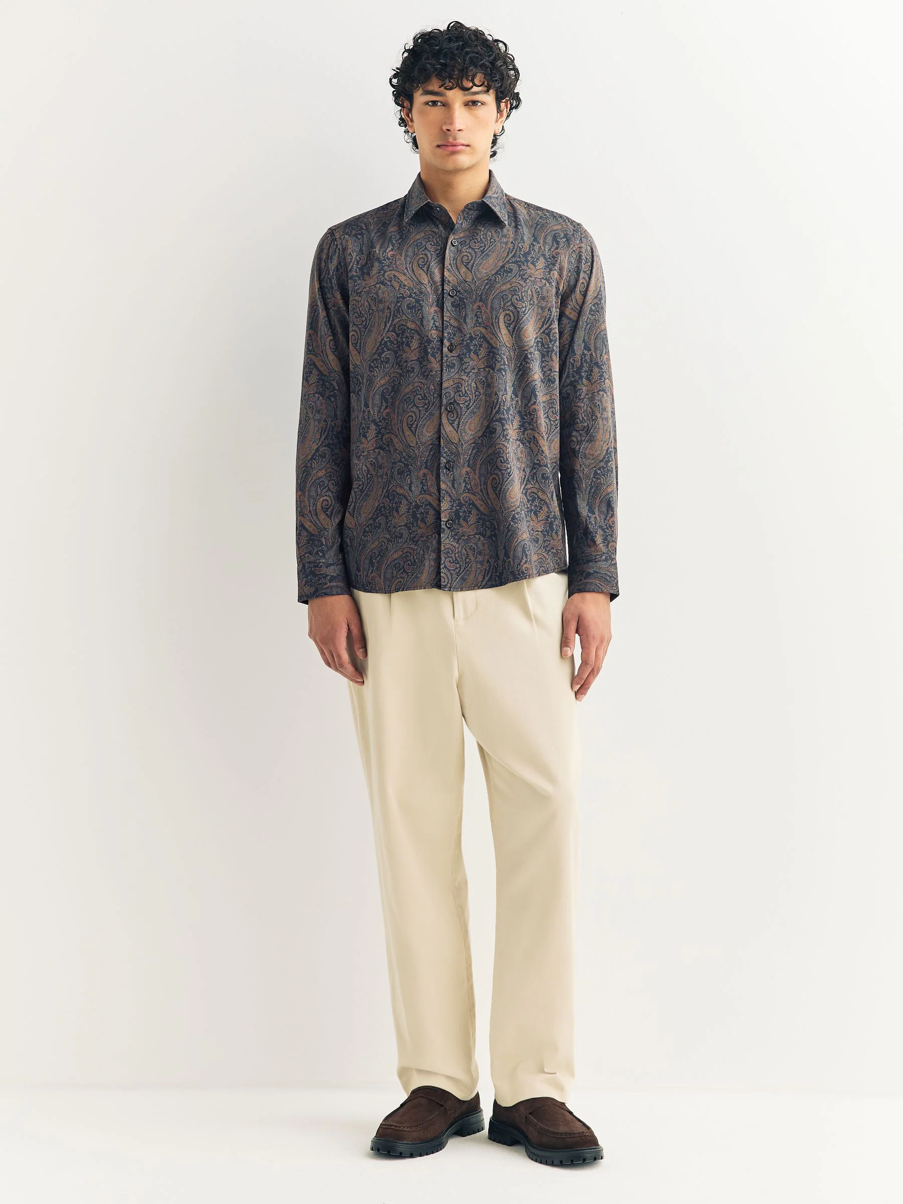 Paars met paisley - Overhemd met lange mouwen