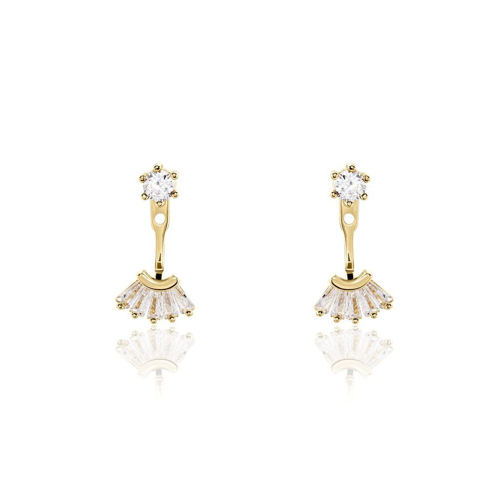 Bijoux D'oreilles Plaqué Or Jaune Allon Oxydes De Zirconium