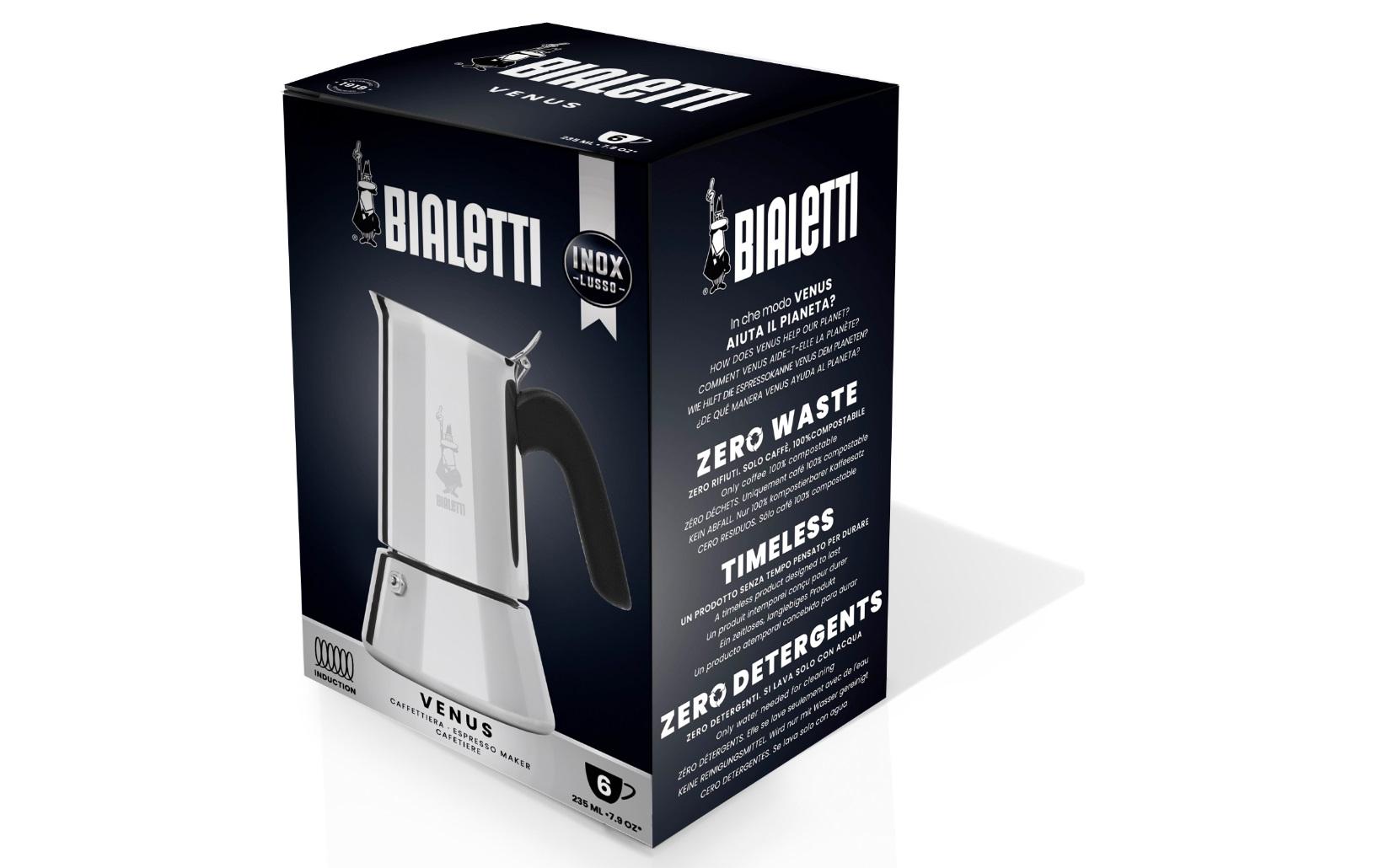 Espressokocher Venus 6 Tassen, SilberItalienische Espressokanne – ein Design-Klassiker