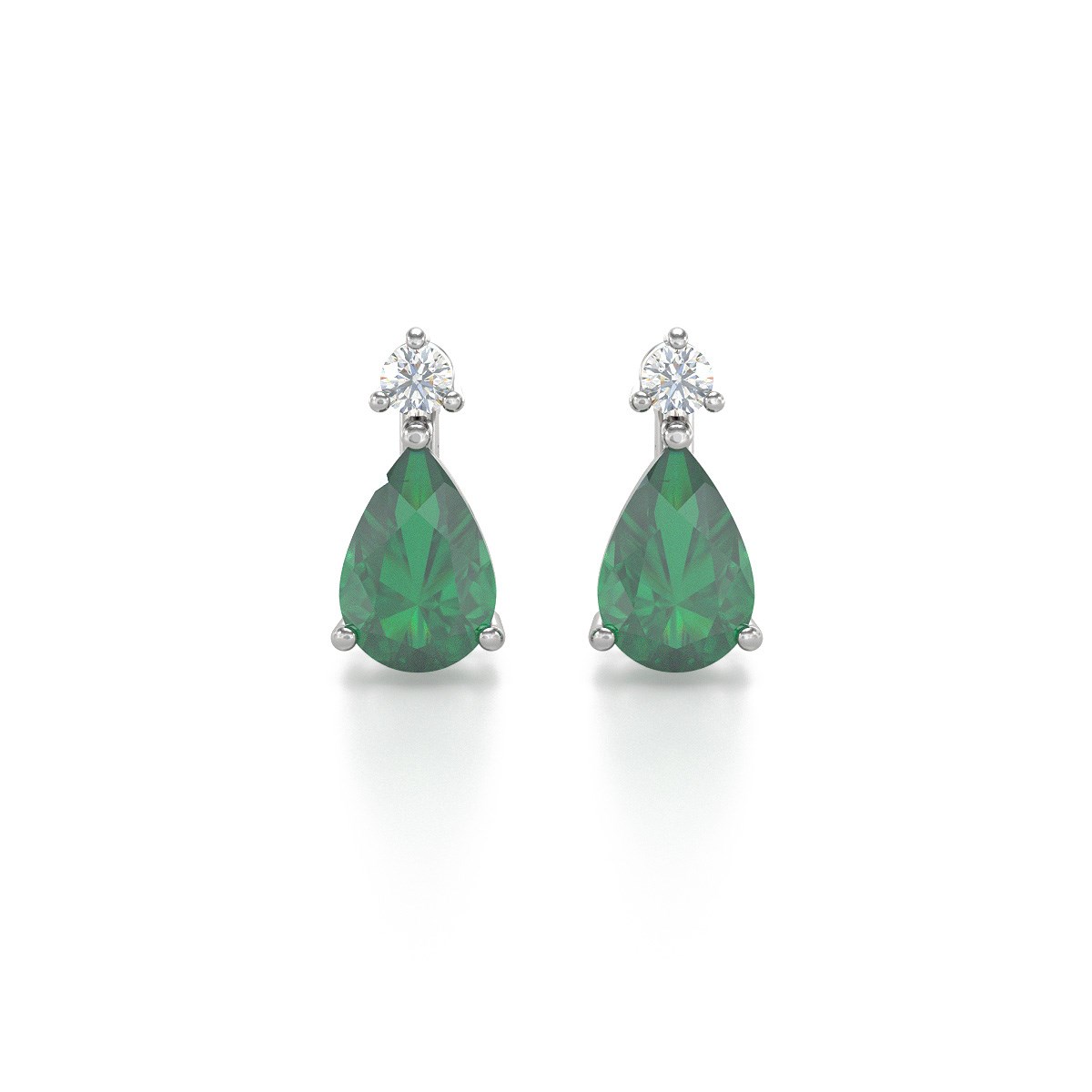 Boucles d'oreilles ADEN Emeraude et Diamants sur Argent 925 1.15grs