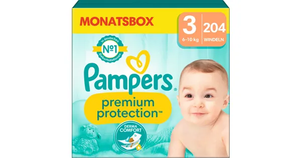 Pampers Premium Protection Grösse 3 Monatsbox 204 Windeln