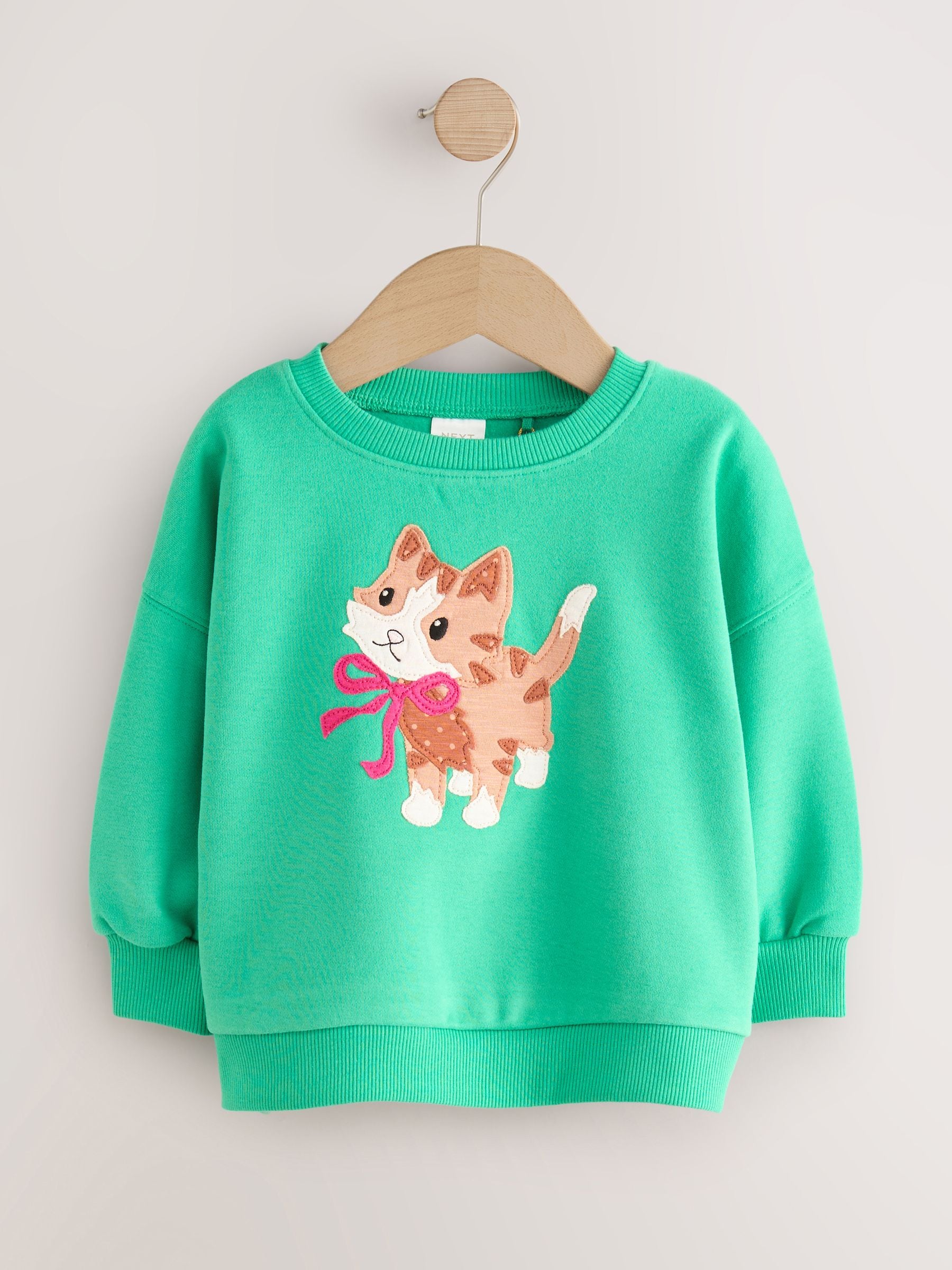 Groene kat - Sweatshirt met ronde hals (3 mnd-7 jr)