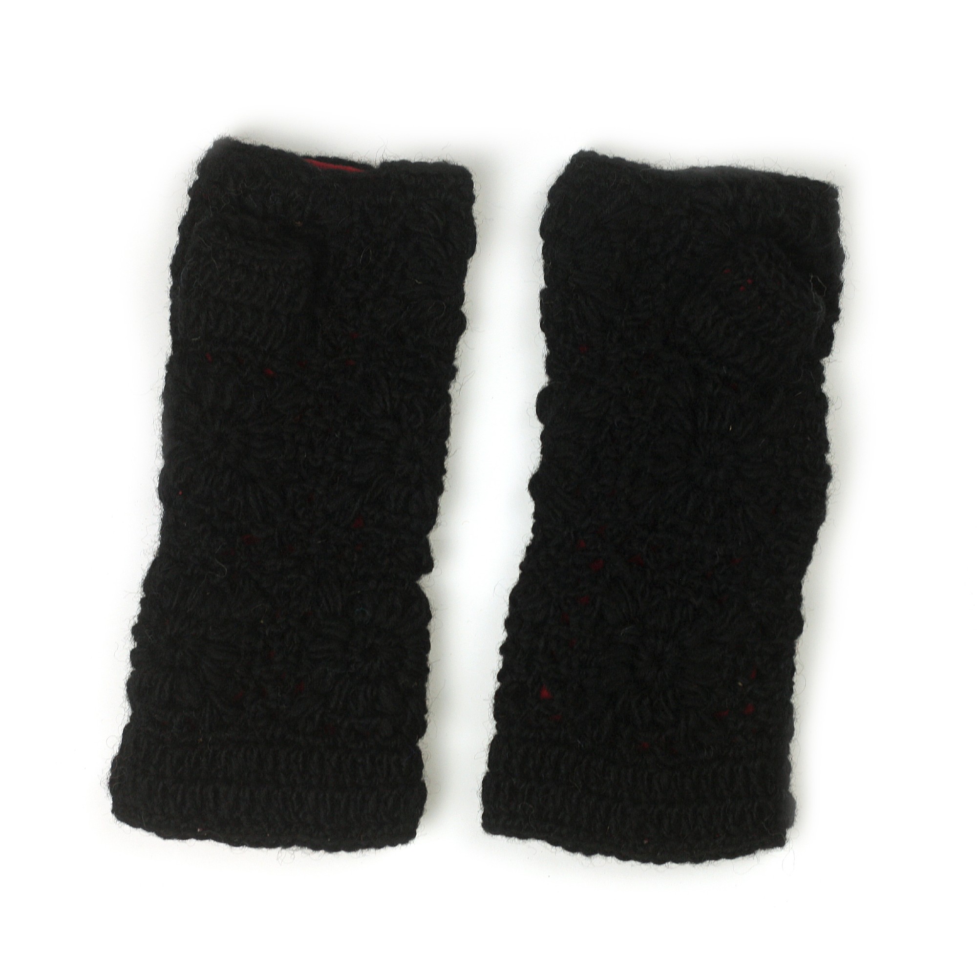 Pulswärmer, schwarz, mit Blumenmuster günstig bestellen