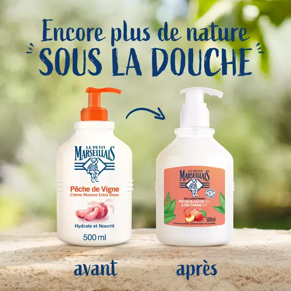 Gel de limpeza para mãos Le Petit Marseillais Pêssego Branco e Nectarina 500ml