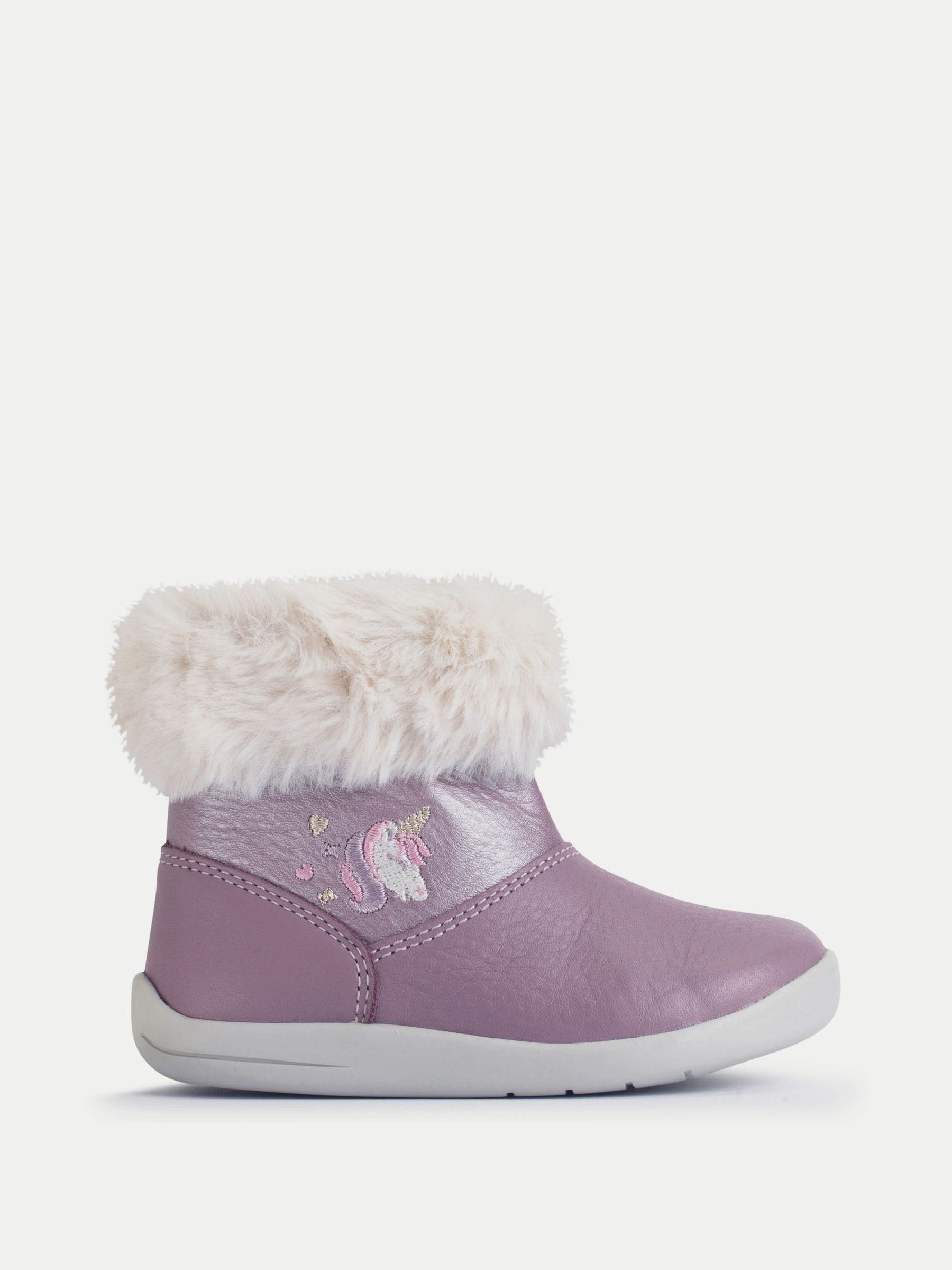 Start-Rite Girls Purple Flurry Unicorn Faux Cuffed Zipped Ankle Boots
