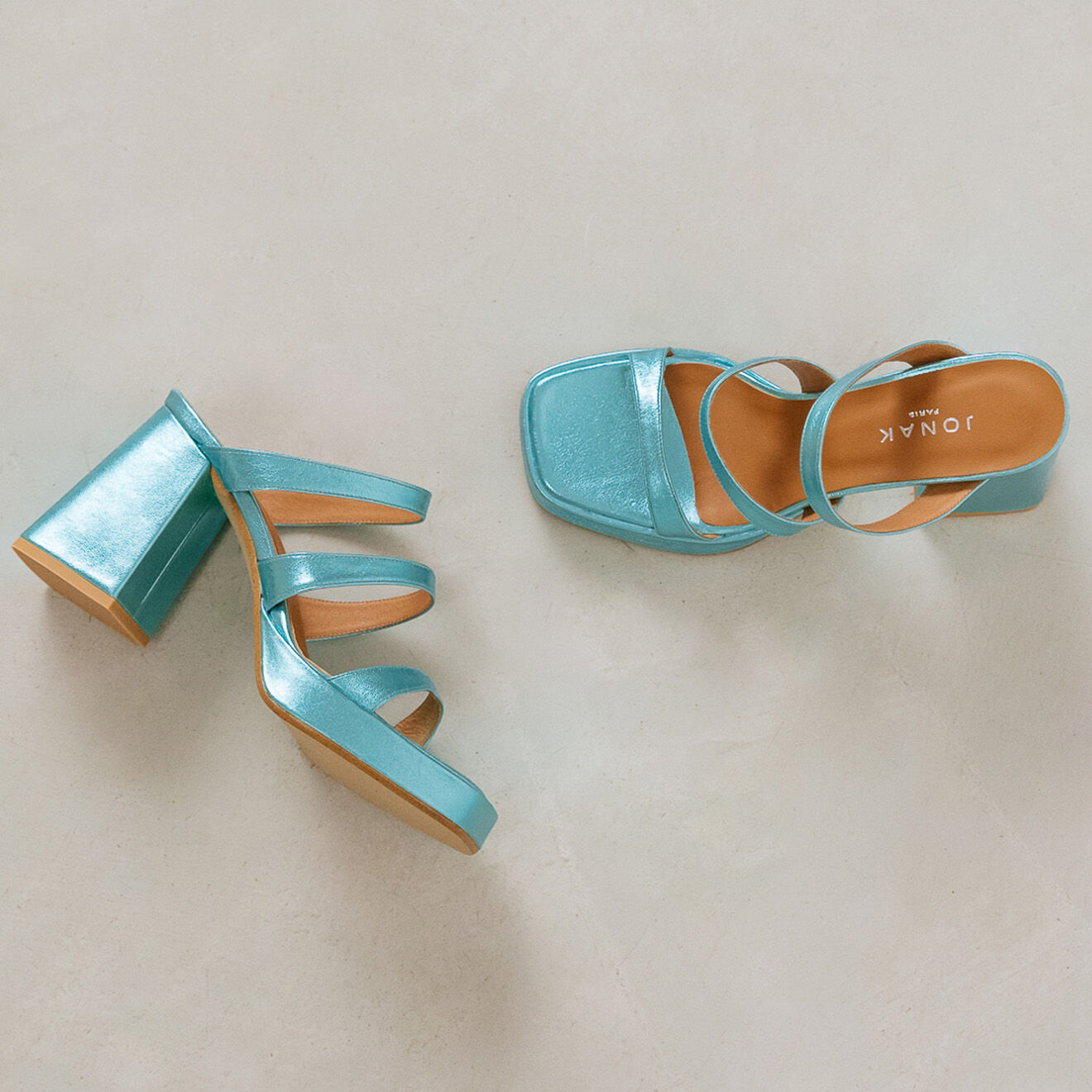 Jonak Sandales en Cuir Donzelle turquoise - Talon 7 cm