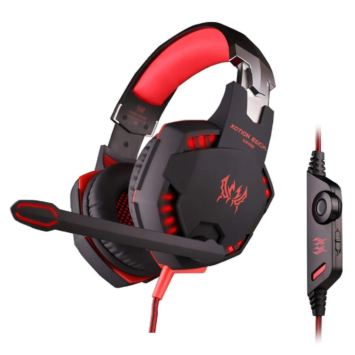 Yonis Casque Gamer Rouge