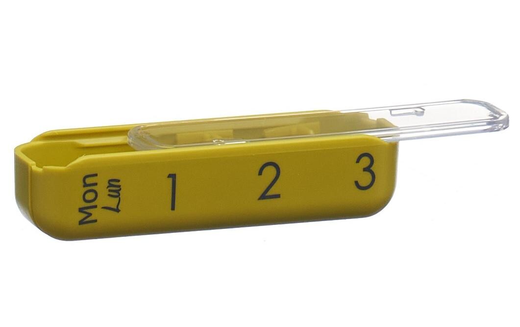 Wochenpillenspender Mini grau deutsch/französischTablettenspender klein