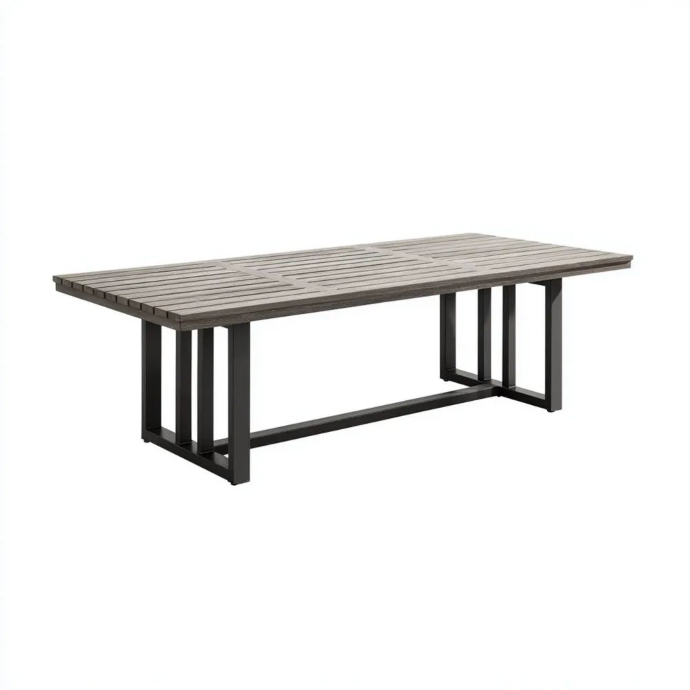 Gartentisch 220x110x80 cm - Holz/Metall - Dunkelgrau/Schwarz - Moderne