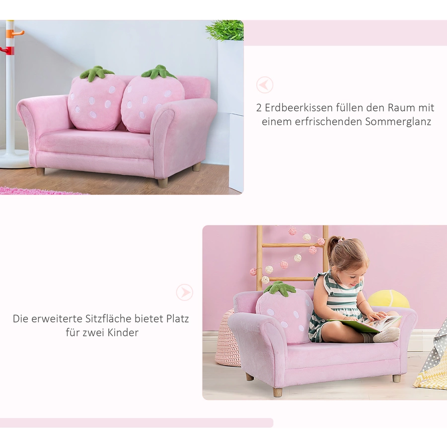 HOMCOM Kinder Erdbeersofa rosa, grün