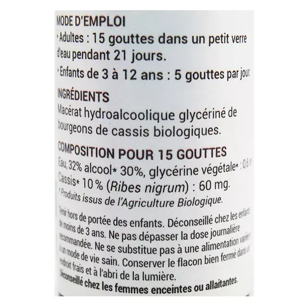Macerado de glicerina de groselha preta orgânica Oemine 30ml