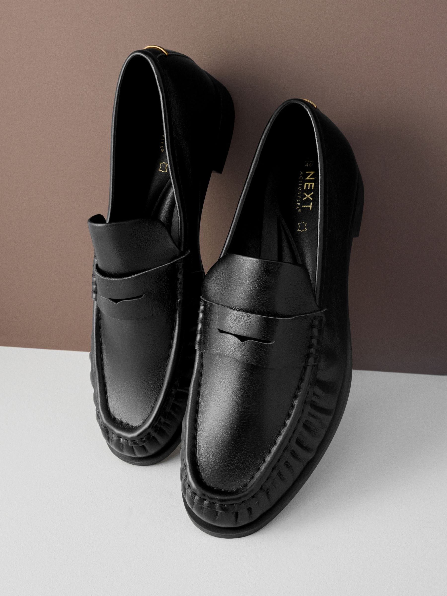 Zwart - Forever Comfort® Premium Leren Loafers met Motionflex en ruches