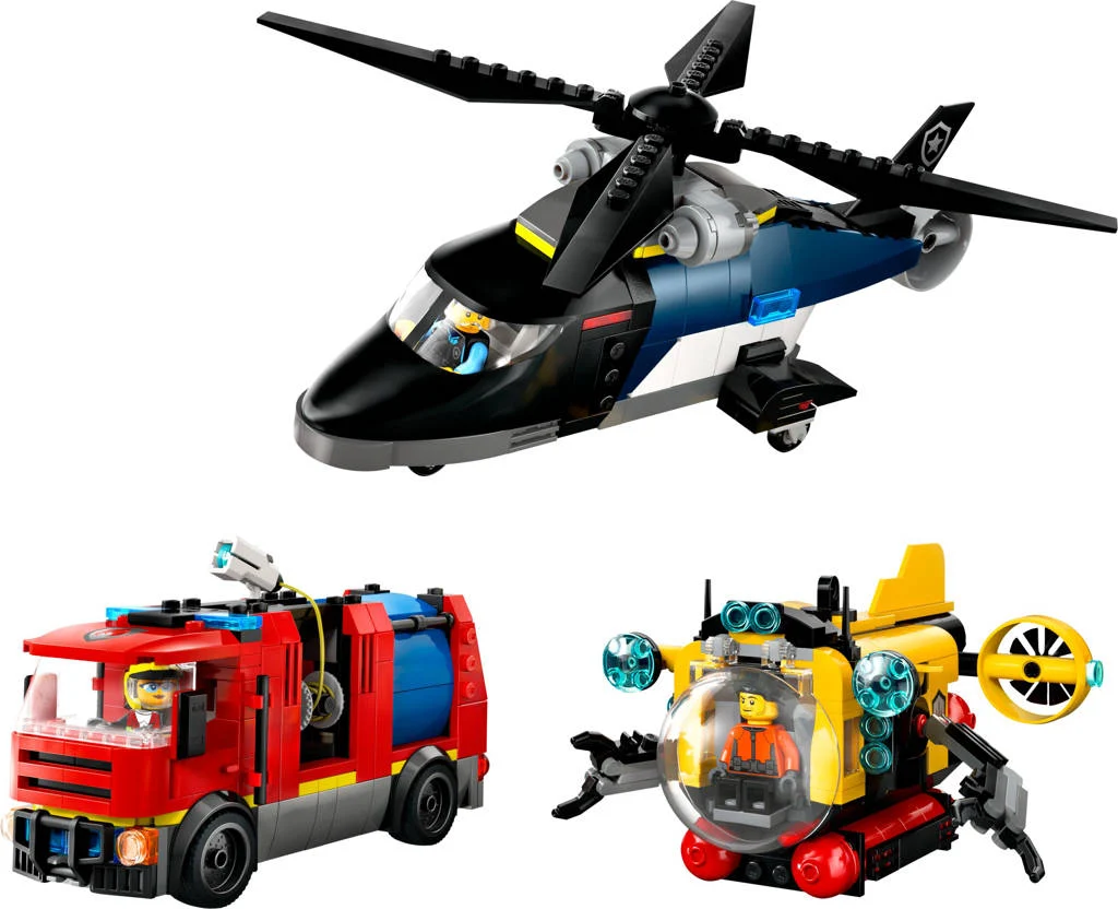 Helikopter, brandweerauto en onderzeeër remix 60462
