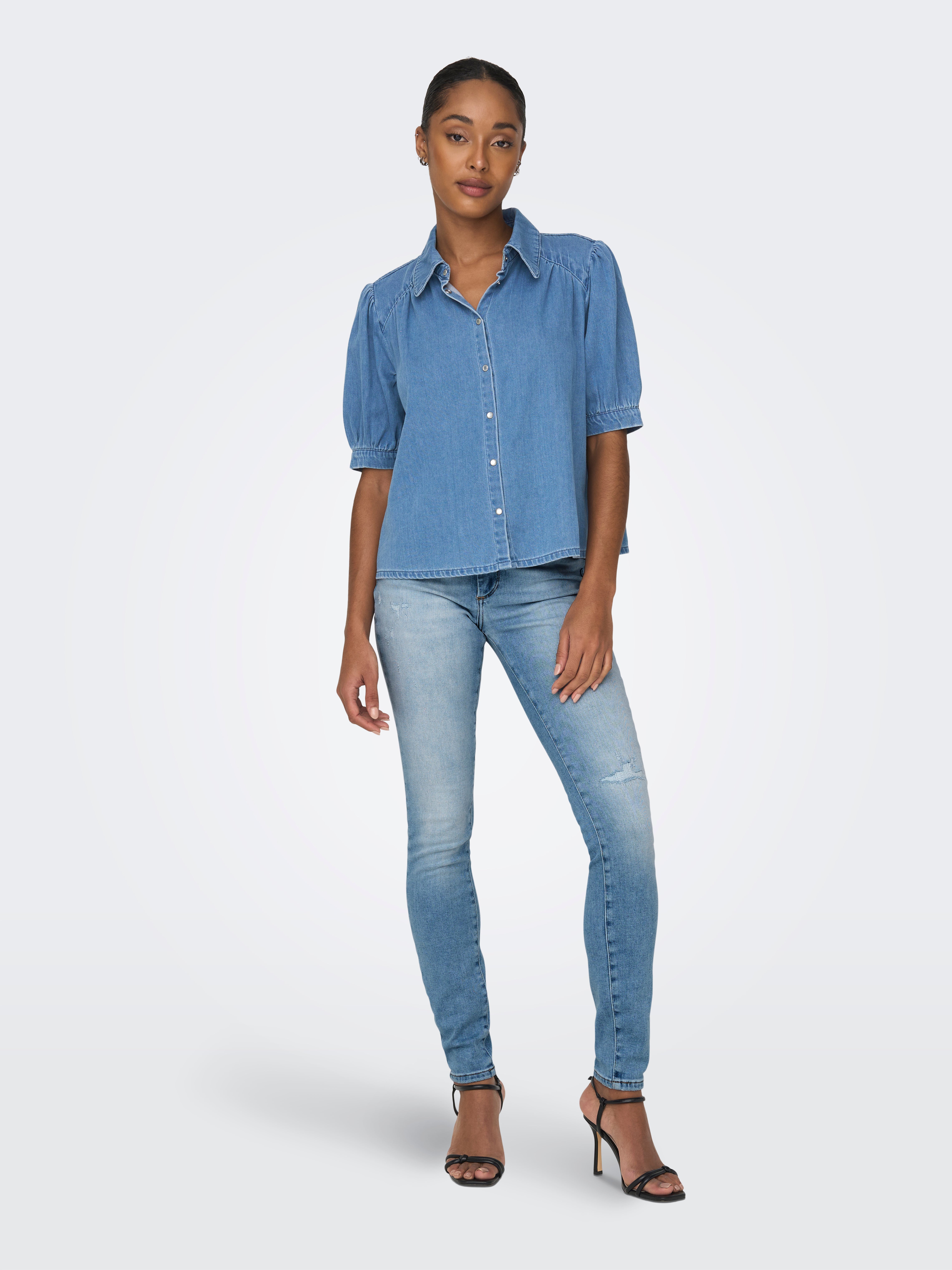 ONLICONIC Hohe Taille Skinny Fit Jeans Light Medium Blue Denim