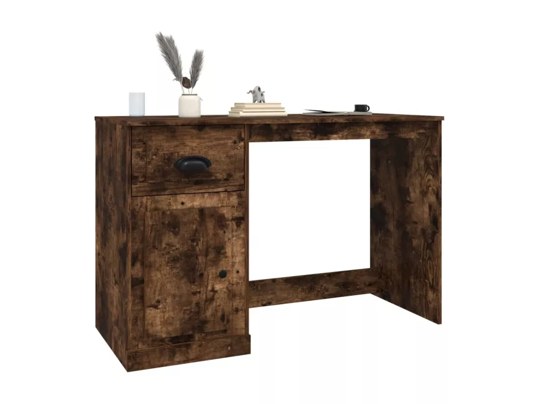 Bureau avec tiroir chêne fumé 115x50x75 cm bois d'ingénierie