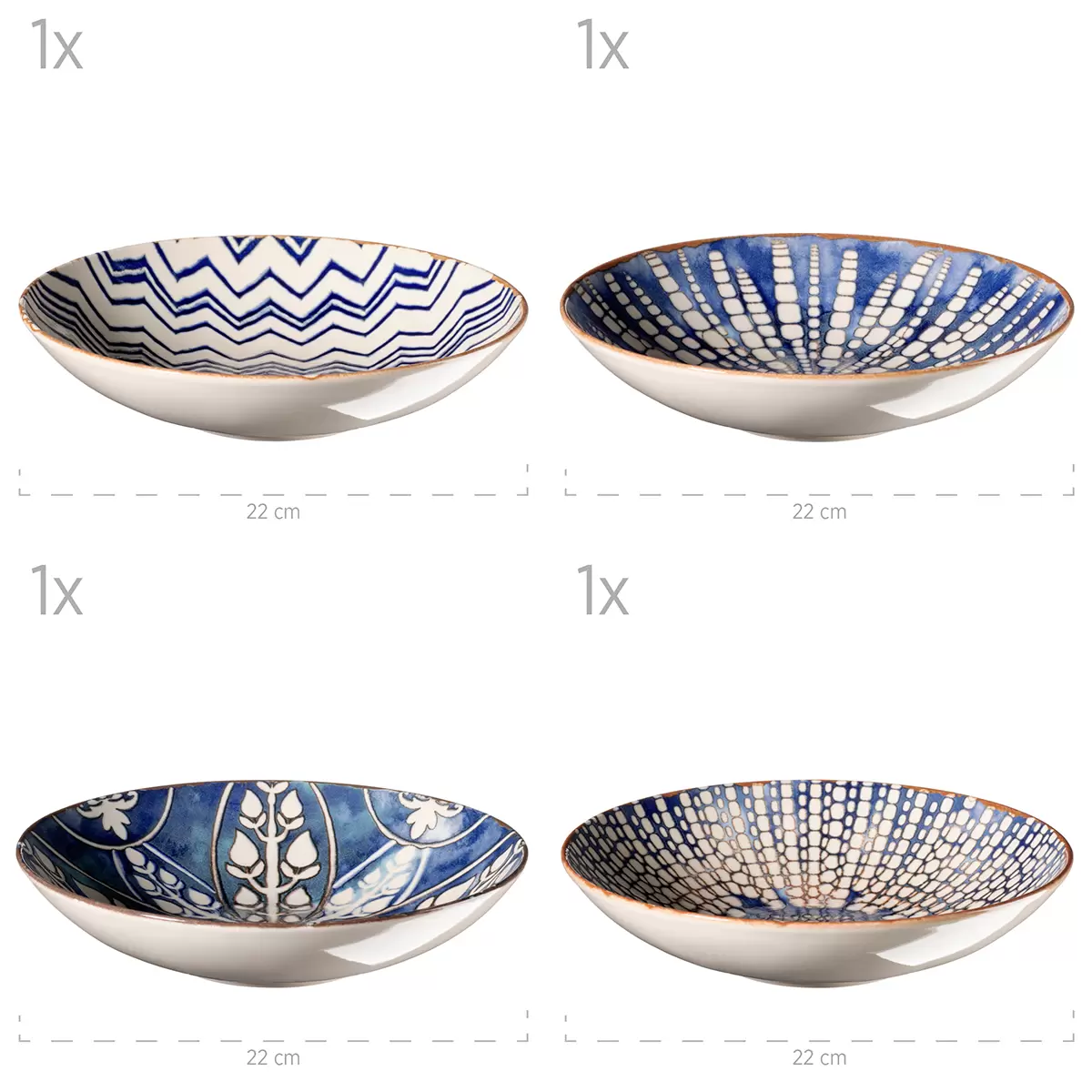 Tafelservice 12tlg. IBERICO BLUE rot,weiss,blau