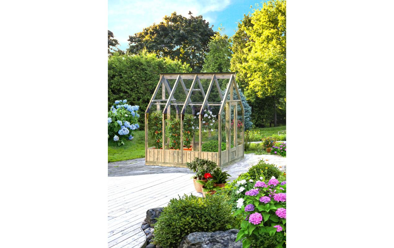 Gewächshaus Este 8.2 m², Kdi grau 363 x 240 x 285 cm<br>Holz-Gewächshaus