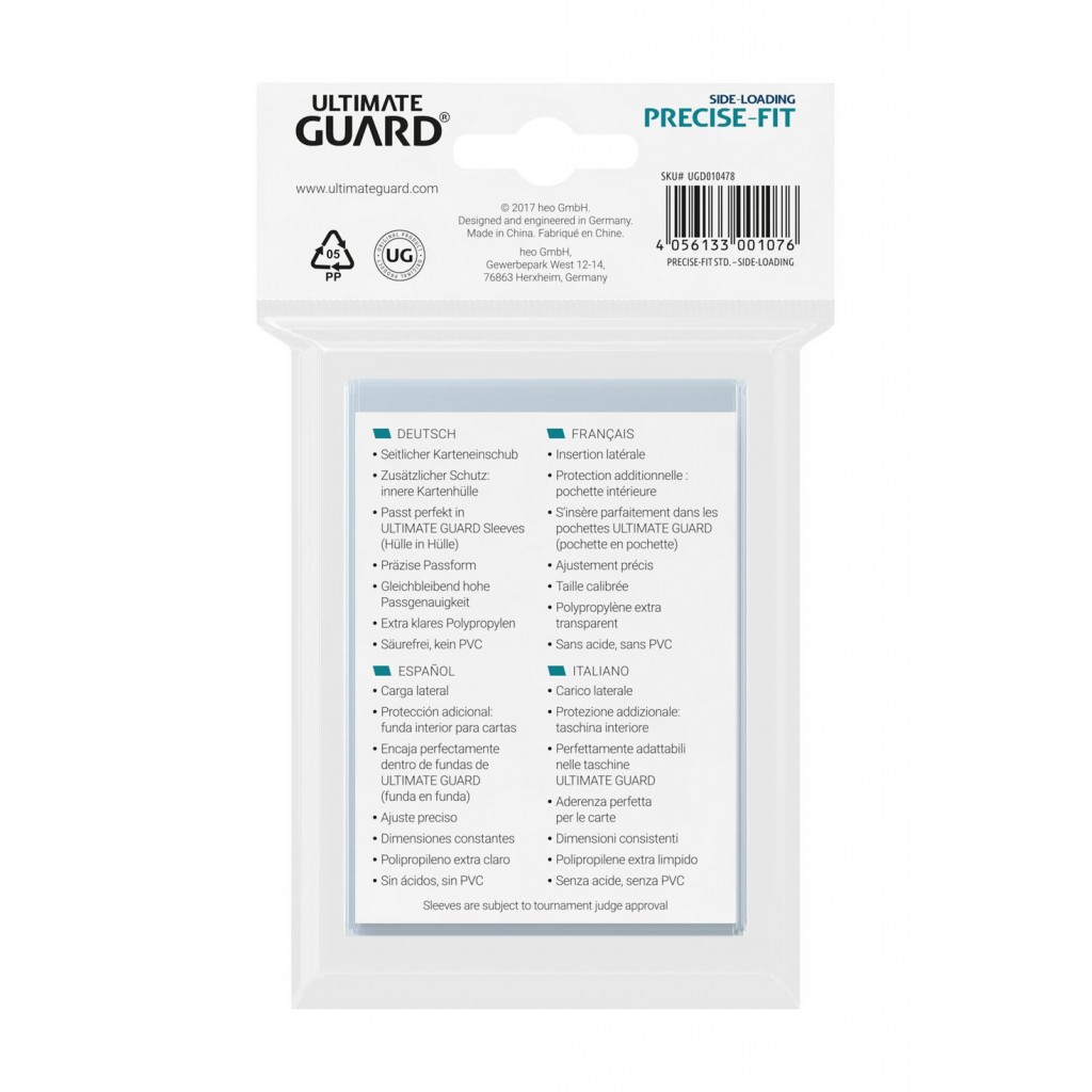 Ultimate Guard 100 pochettes Precise Fit Side Loading Sleeves 64x89
