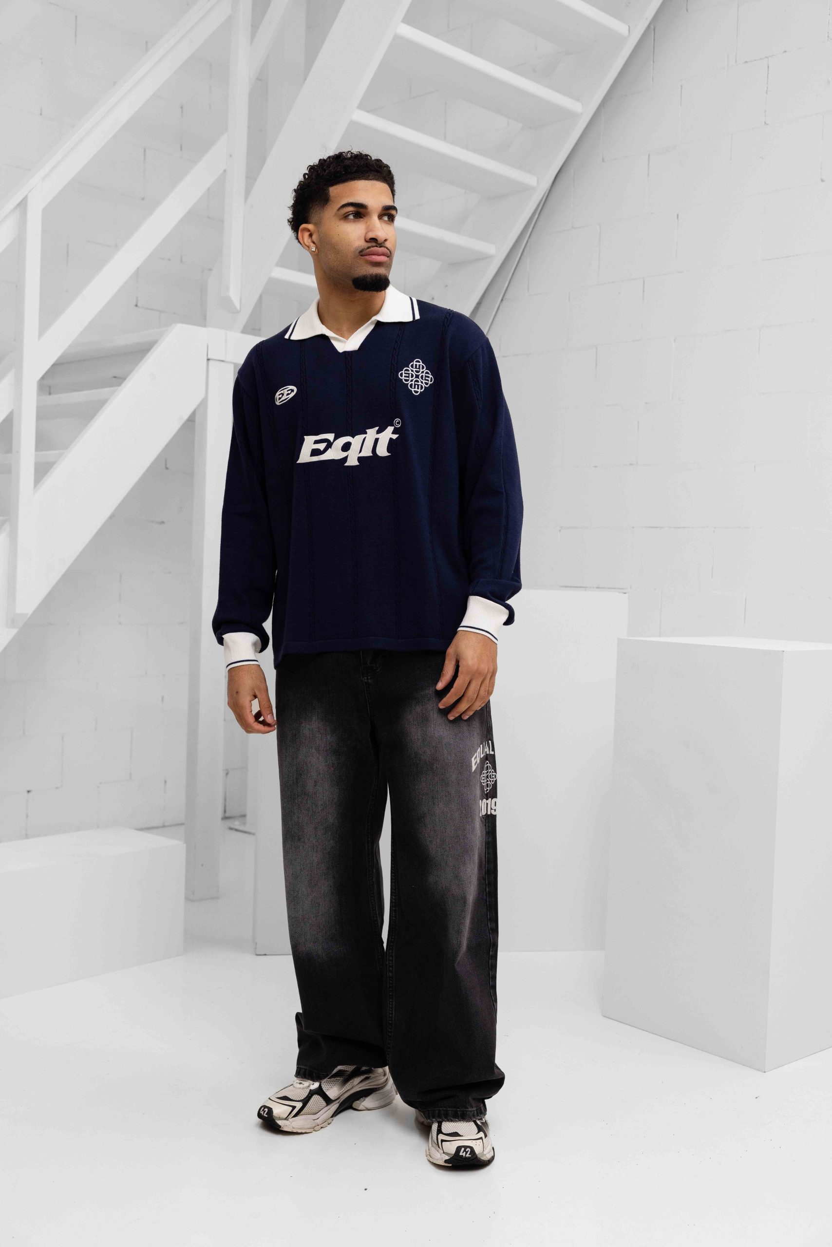 Equalité Knit Jersey Longsleeve Polo Heren Donkerblauw